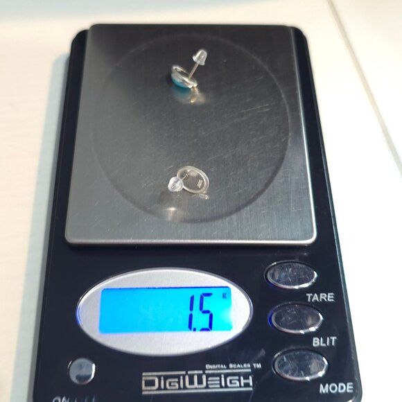 Sterling Silver Cute Small Blue Stone Stud Earrings A457 - Picture 5 of 5